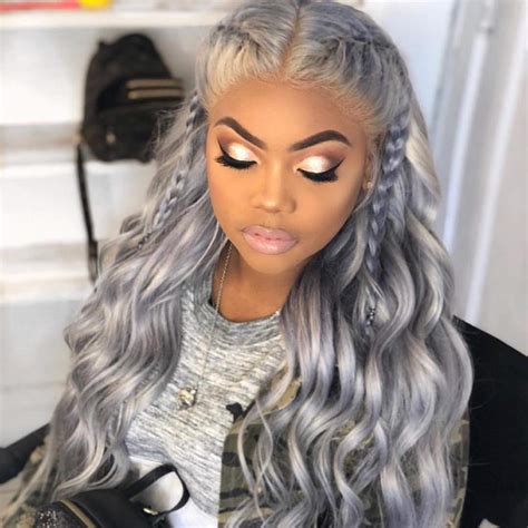 grey and black lace front wig